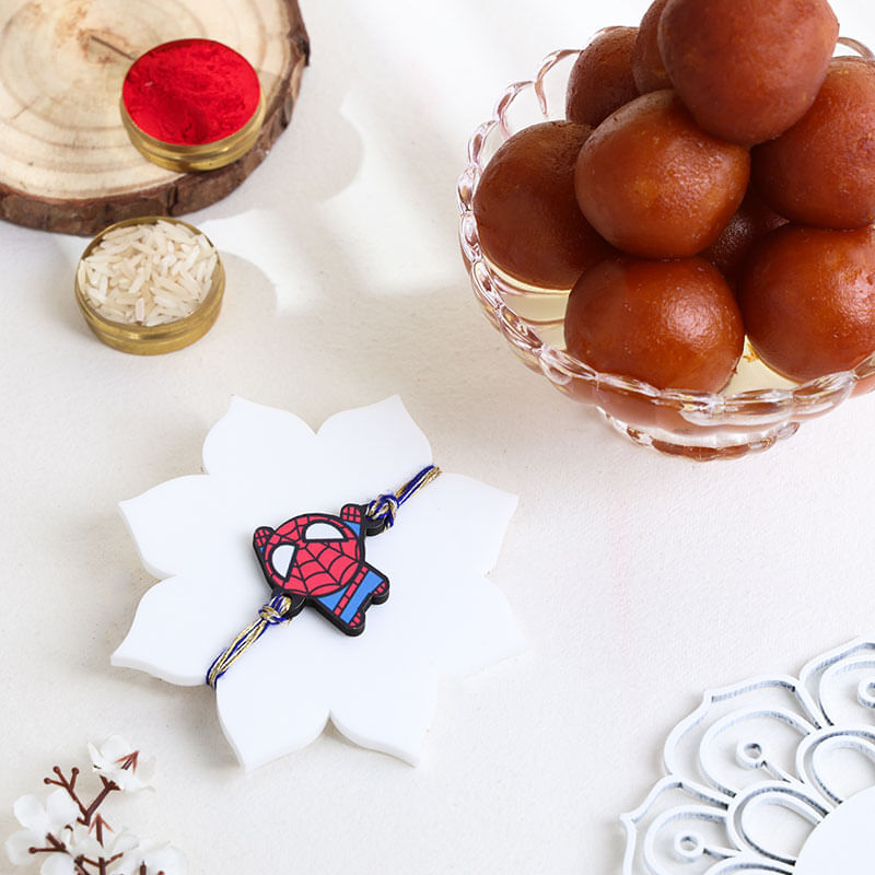 Spiderman Kids Rakhi With Gulab Jamun