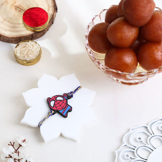 Spiderman Kids Rakhi With Gulab Jamun