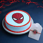 Spiderman Rakhi With Heroic Spiderman Cake