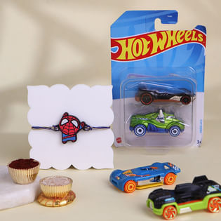Spiderman Rakhi With Hot Wheels Cars