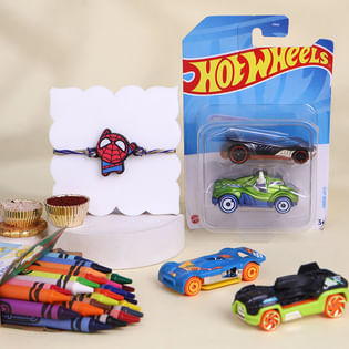 Spiderman Rakhi With Hot Wheels N Crayons