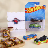 Spiderman Rakhi With Hot Wheels N Nutberry Sweet