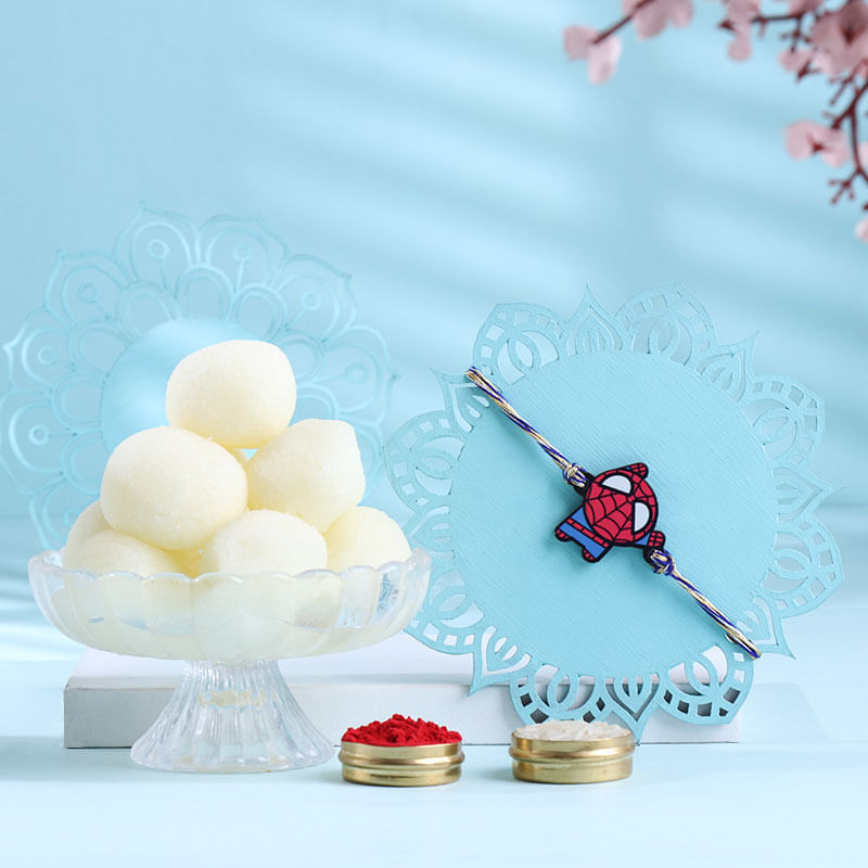 Spiderman Rakhi With Juicy Rasgulla