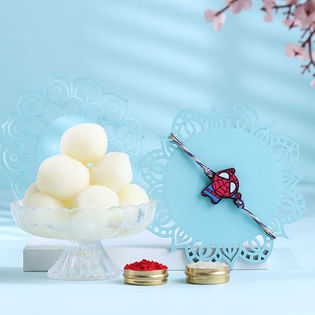 Spiderman Rakhi With Juicy Rasgulla