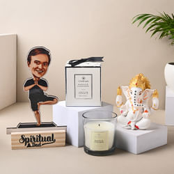 Spiritual Dad Caricature With Candle N Ganesha-UAE