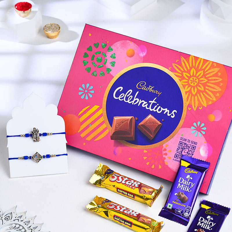 Spiritual Krishna Rakhi Duo With Cadbury Treats