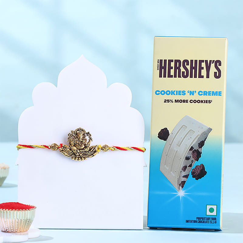 Spiritual Lord Ganesha Rakhi With Chocolate Bar