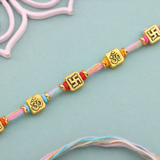 Single colourful om swastik rakhi