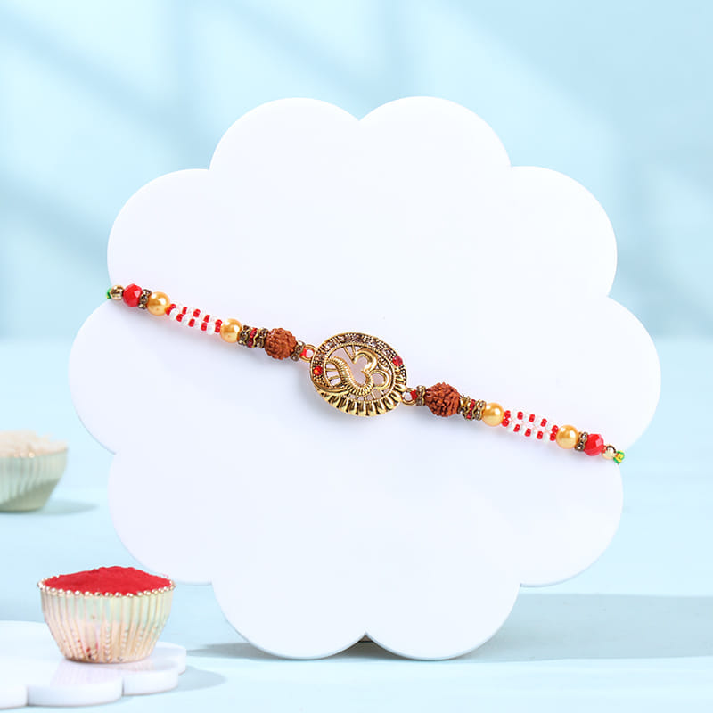 Spiritual Om Rakhi With Bbq Almonds N Trail Mix
