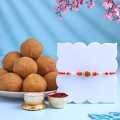 Spiritual Rudraksha Rakhi With Besan Ladoos
