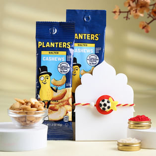 Vibrant Football Rakhi With Crunchy Cashews