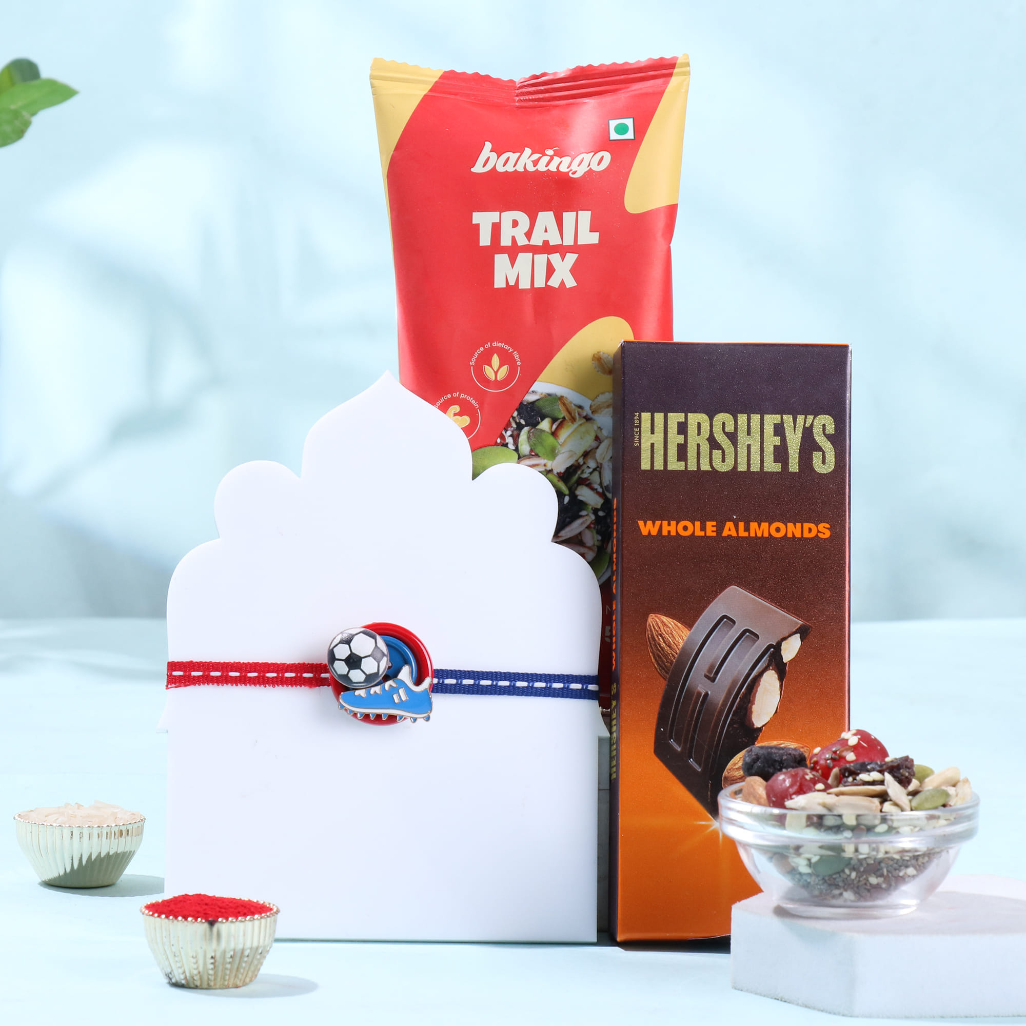 Sporty Football Rakhi With Choco N Trail Mix