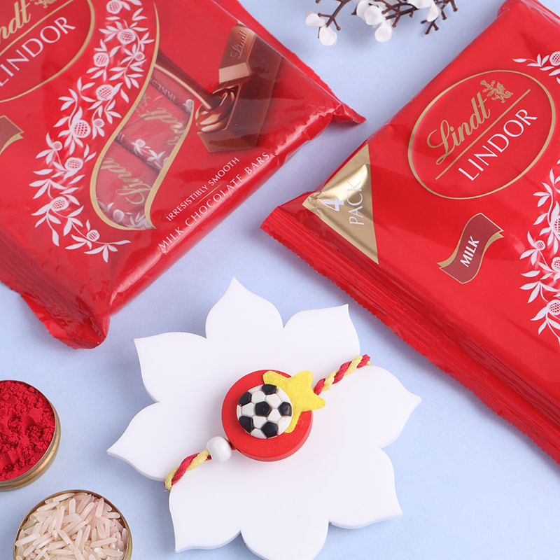 Sporty Football Rakhi With Chocolates