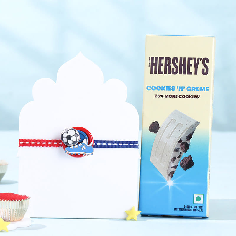 Sporty Football Rakhi With Creamy Chocolate