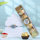 Square Evil Eye Rakhi With Ferrero Rocher