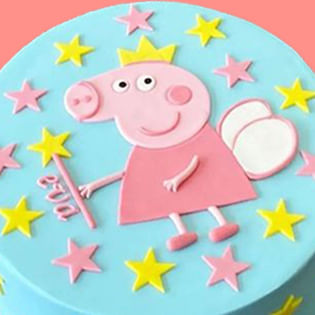 Close View of Starry Peppa Pig Kids Cake
