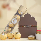 Sterling Silver Om Rakhi With Chocolates
