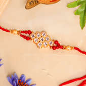 Stone Beads Rakhi - One Diamond Rakhi with Roli Chawal