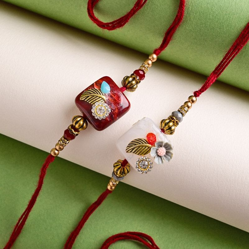 Order Fancy rakhi Online For Brother - Stone Floral Rakhi
