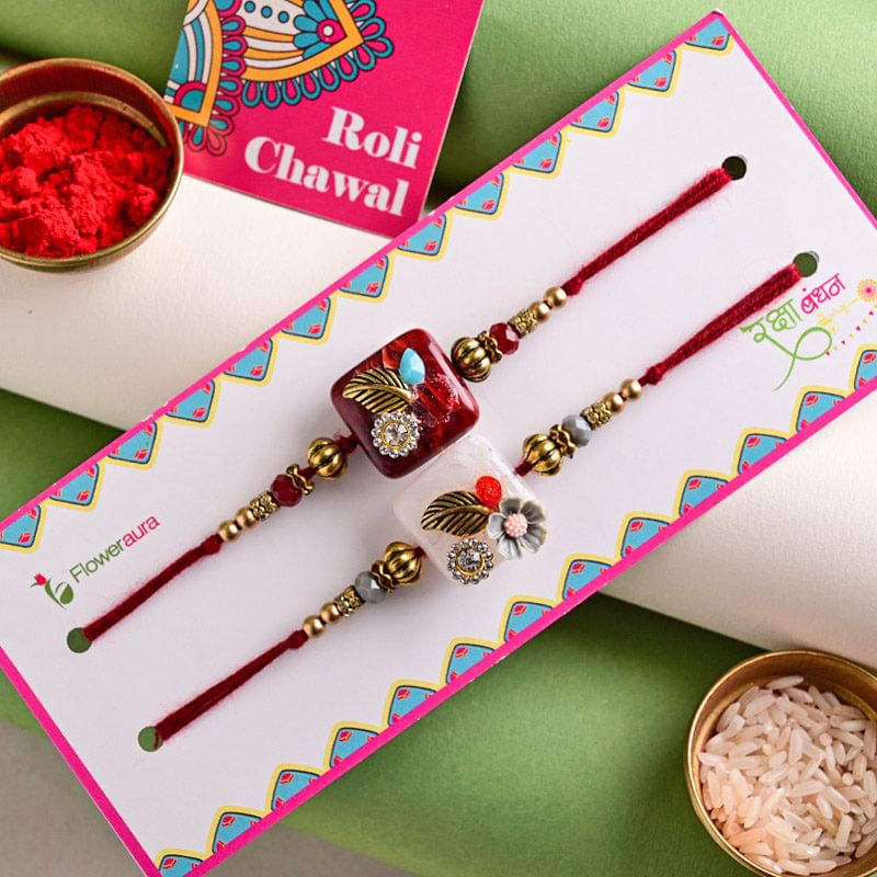 Buy Stone Floral Rakhi - Online Fancy rakhi For Brother