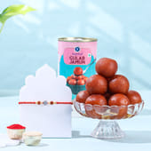 Stone Rudraksh Rakhi With Gulab Jamun