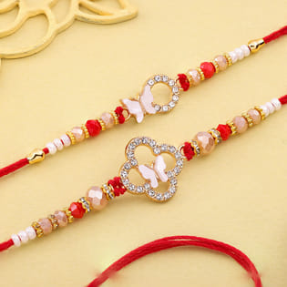 Stone Studded Butterfly Rakhi Duo