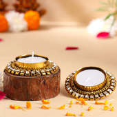 Stone Studded Diwali Diya Candles