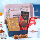 Stone Studded Floral Rakhi With Gourmet Treats