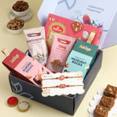 Stone Studded Rakhis With Gourmet Treats Hamper