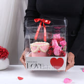 Strawberry Bliss Cake N Pink Roses Love Box