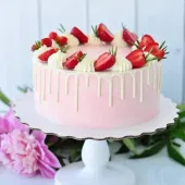 Pastel Strawberry Drip Cake