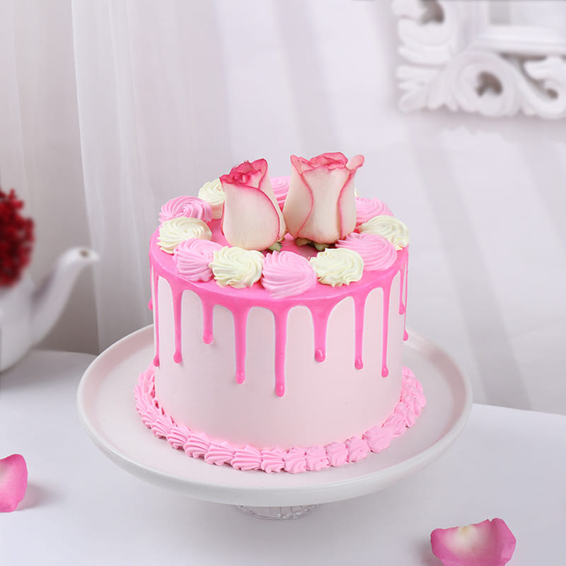 Blush Drip Love Strawberry Cake