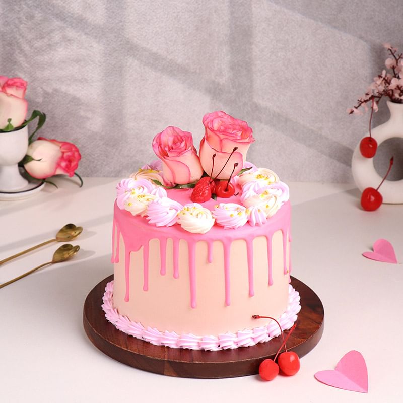 Strawberry Drip Love Cake