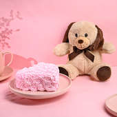 Strawberry Heart Cake With Teddy