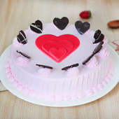 Strawberry Cake with Fondant Hearts