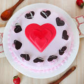 Strawberry Cake with Fondant Hearts - Top View