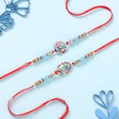 Studded Evil Eye Charm Rakhi Duo-Netherland