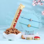 Studded Evil Eye Rakhi Duo With Nuts N Chocolate