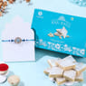 Studded Evil Eye Rakhi with Kaju Katli