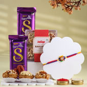 Studded Floral Rakhi With Baklawa N Chocolates