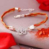 Studded Om Bracelet Silver Rakhi
