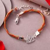 Top View of Single Studded Om Bracelet Silver Rakhi