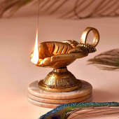 Stunning Handle Brass Diya