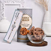 Send Set of 2 Rakhi Online  For Brother with Dry Fruits - Nutty Mix Choco Chip Cookies With Duo Elephant Rakhis