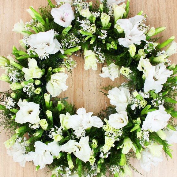 Mixed White Funeral Flowers Arrangement