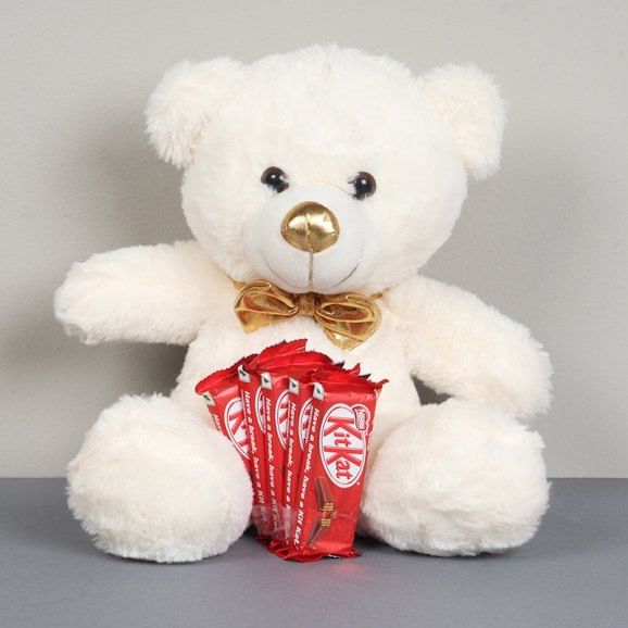 White Teddy Bear Combo Medium 12 Inch