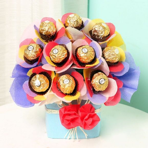 Bouquet of Ferrero Rocher Chocolates in Glass Vase