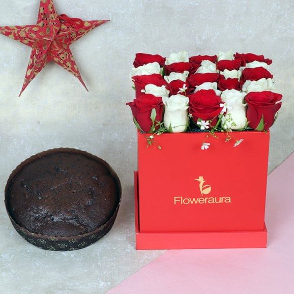 Christmas Cake N Flower Combo