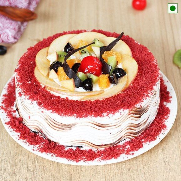 Eggless Red Velvet Fruit Cake