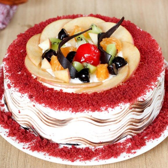 Online Eggless Red Velvet Fruit Cake delivery